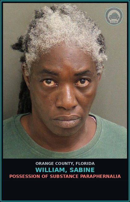 CCW arrest card for WILLIAM, SABINE in Orange County: POSSESSION OF DRUG PARAPHERNALIA