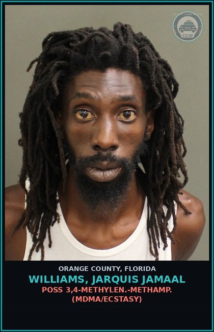 CCW arrest card for WILLIAMS, JARQUIS JAMAAL in Orange County: PARKS AND FACILITIES, CLOSING HOURS, PRESENCE AFTER CLOSING HOURS PROHIBITED