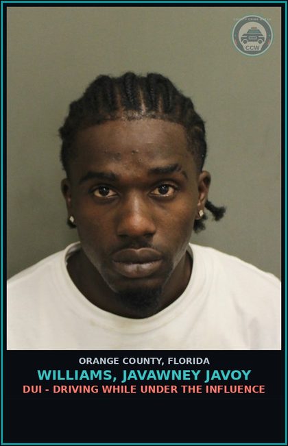 CCW arrest card for WILLIAMS, JAVAWNEY JAVOY in Orange County: DUI - DRIVING WHILE UNDER THE INFLUENCE