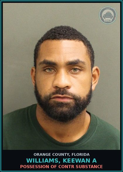 CCW arrest card for WILLIAMS, KEEWAN A in Orange County: POSSESSION OF contr substance