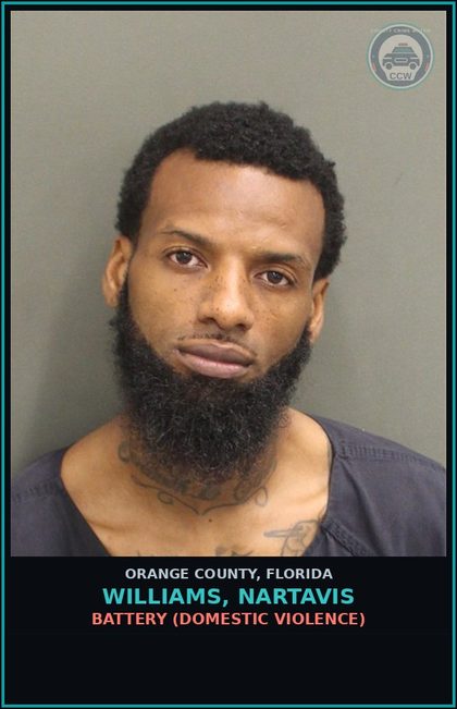 CCW arrest card for WILLIAMS, NARTAVIS in Orange County: BATTERY (DOMESTIC VIOLENCE)