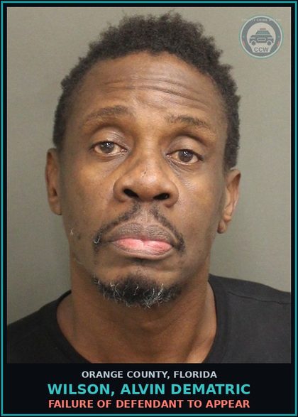 CCW arrest card for WILSON, ALVIN DEMATRIC in Orange County: FAILURE OF DEFENDANT TO APPEAR