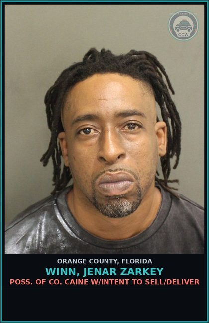 CCW arrest card for WINN, JENAR ZARKEY in Orange County: POSS. OF COCAINE W/INTENT TO SELL/DELIVER