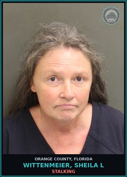 CCW arrest card for WITTENMEIER, SHEILA L in Orange County: STALKING