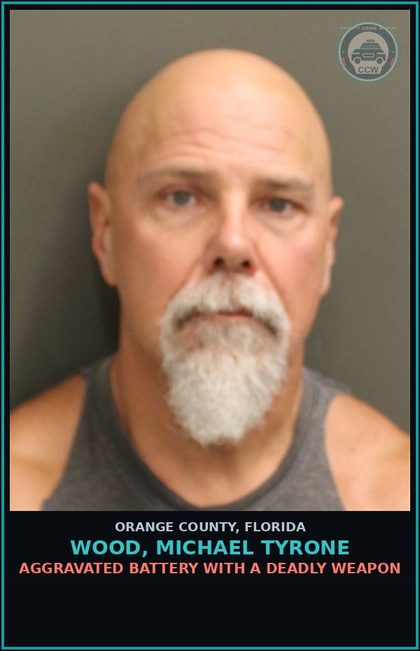 CCW arrest card for WOOD, MICHAEL TYRONE in Orange County: AGGRAVATED BATTERY WITH A DEADLY WEAPON