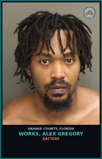 CCW arrest card for WORKS, ALEX GREGORY in Orange County: BATTERY