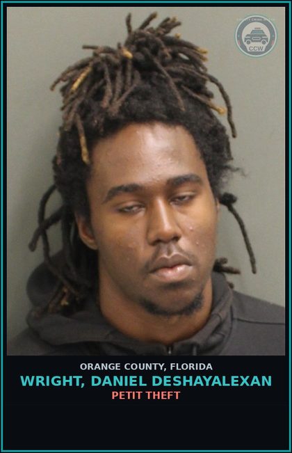 CCW arrest card for WRIGHT, DANIEL DESHAYALEXAN in Orange County: PETIT THEFT