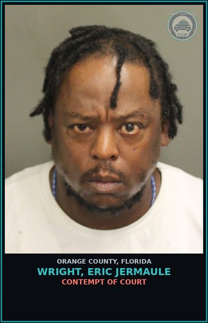 CCW arrest card for WRIGHT, ERIC JERMAULE in Orange County: CONTEMPT OF COURT