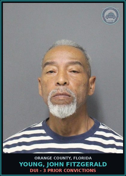 CCW arrest card for YOUNG, JOHN FITZGERALD in Orange County: DRIVING WHILE LICENSE REVOKED AS HAB. OFF.
