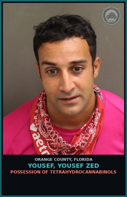 CCW arrest card for YOUSEF, YOUSEF ZED in Orange County: POSSESSION OF TETRAHYDROCANNABINOLS