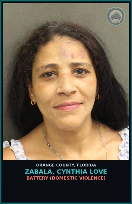 CCW arrest card for ZABALA, CYNTHIA LOVE in Orange County: BATTERY (DOMESTIC VIOLENCE)