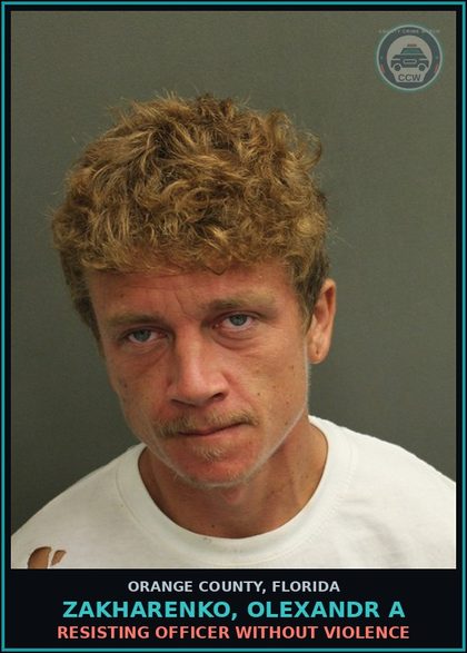 CCW arrest card for ZAKHARENKO, OLEXANDR A in Orange County: FAILURE OF DEFENDANT TO APPEAR
