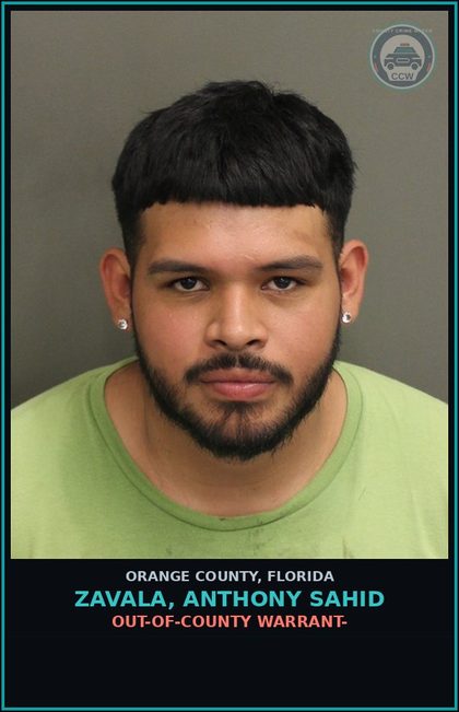 CCW arrest card for ZAVALA, ANTHONY SAHID in Orange County: OUT-OF-COUNTY WARRANT-