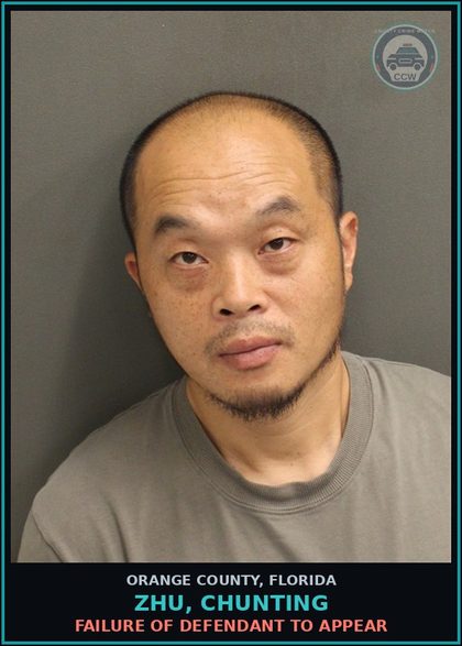 CCW arrest card for ZHU, CHUNTING in Orange County: FAILURE OF DEFENDANT TO APPEAR