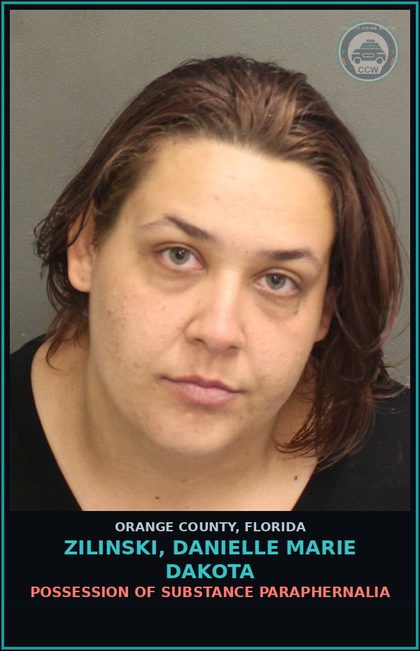 CCW arrest card for ZILINSKI, DANIELLE MARIE DAKOTA in Orange County: DRUGS-POSSESS-POSSESS contr substance W/O PRESCRIPTION