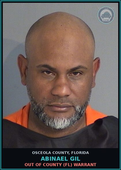 CCW arrest card for ABINAEL GIL in Osceola County: OUT OF COUNTY (FL) WARRANT