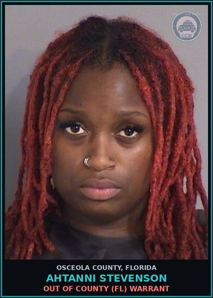 CCW arrest card for AHTANNI STEVENSON in Osceola County: OUT OF COUNTY (FL) WARRANT