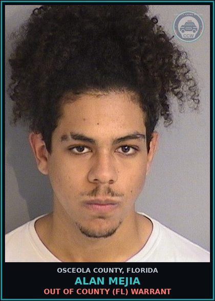 CCW arrest card for ALAN MEJIA in Osceola County: OUT OF COUNTY (FL) WARRANT