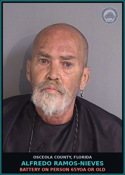 CCW arrest card for ALFREDO RAMOS-NIEVES in Osceola County: BATTERY ON PERSON 65YOA OR OLD