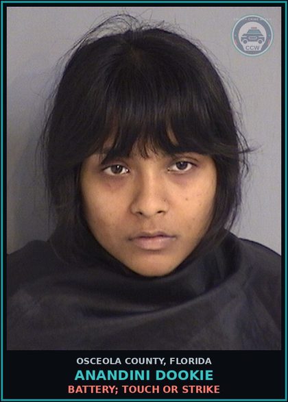 CCW arrest card for ANANDINI DOOKIE in Osceola County: BATTERY; TOUCH OR STRIKE
