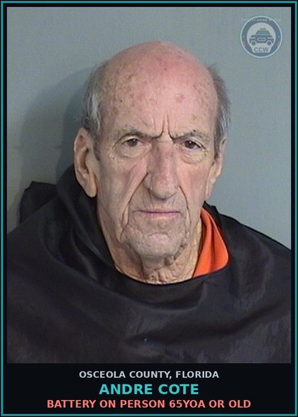 CCW arrest card for ANDRE COTE in Osceola County: BATTERY ON PERSON 65YOA OR OLD