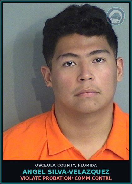 CCW arrest card for ANGEL SILVA-VELAZQUEZ in Osceola County: VIOLATE PROBATION/ COMM CONTRL