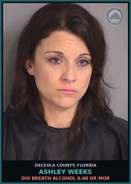 CCW arrest card for ASHLEY WEEKS in Osceola County: DUI BREATH ALCOHOL 0.08 OR MOR