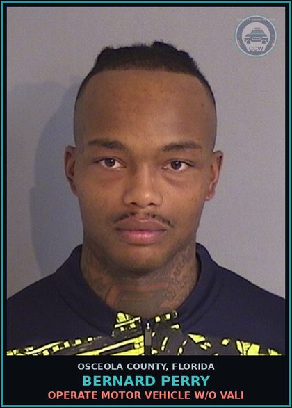 CCW arrest card for BERNARD PERRY in Osceola County: OPERATE MOTOR VEHICLE W/O VALI