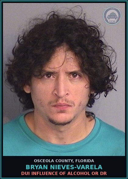 CCW arrest card for BRYAN NIEVES-VARELA in Osceola County: DUI INFLUENCE OF ALCOHOL OR DR