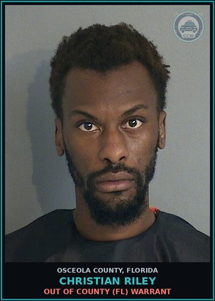 CCW arrest card for CHRISTIAN RILEY in Osceola County: OUT OF COUNTY (FL) WARRANT
