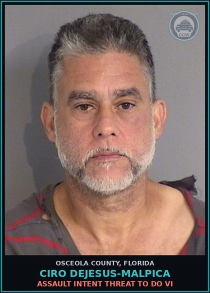 CCW arrest card for CIRO DEJESUS-MALPICA in Osceola County: ASSAULT INTENT THREAT TO DO VI