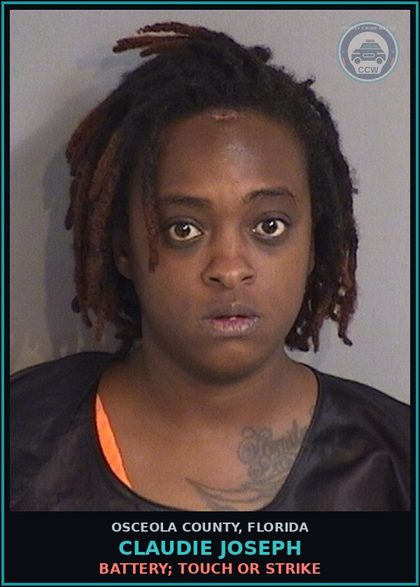 CCW arrest card for CLAUDIE JOSEPH in Osceola County: BATTERY; TOUCH OR STRIKE