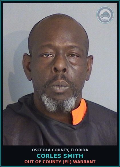 CCW arrest card for CORLES SMITH in Osceola County: OUT OF COUNTY (FL) WARRANT