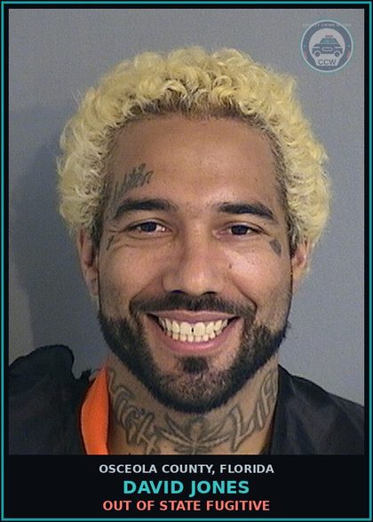 CCW arrest card for DAVID JONES in Osceola County: OUT OF STATE FUGITIVE