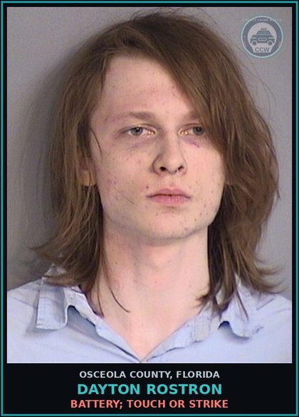 CCW arrest card for DAYTON ROSTRON in Osceola County: BATTERY; TOUCH OR STRIKE