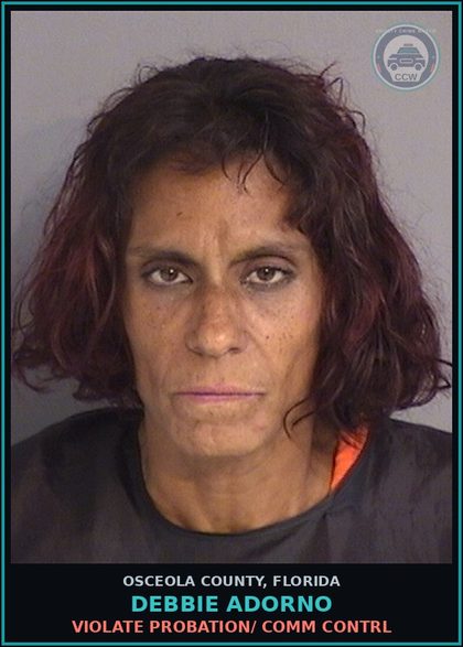 CCW arrest card for DEBBIE ADORNO in Osceola County: VIOLATE PROBATION/ COMM CONTRL
