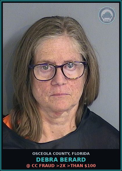 CCW arrest card for DEBRA BERARD in Osceola County: PETIT THEFT 1ST OFFENSE