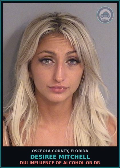CCW arrest card for DESIREE MITCHELL in Osceola County: DUI INFLUENCE OF ALCOHOL OR DR