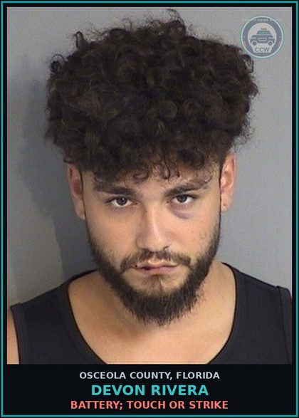 CCW arrest card for DEVON RIVERA in Osceola County: BATTERY; TOUCH OR STRIKE