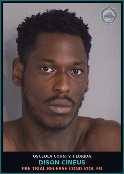 CCW arrest card for DISON CINEUS in Osceola County: PRE TRIAL RELEASE COND VIOL FO