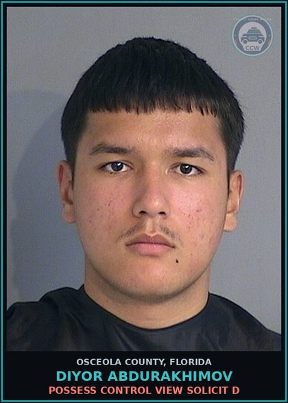 CCW arrest card for DIYOR ABDURAKHIMOV in Osceola County: POSSESS CONTROL VIEW SOLICIT D