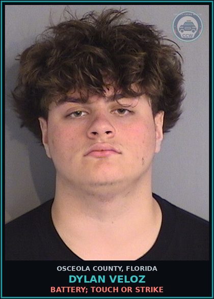 CCW arrest card for DYLAN VELOZ in Osceola County: BATTERY; TOUCH OR STRIKE