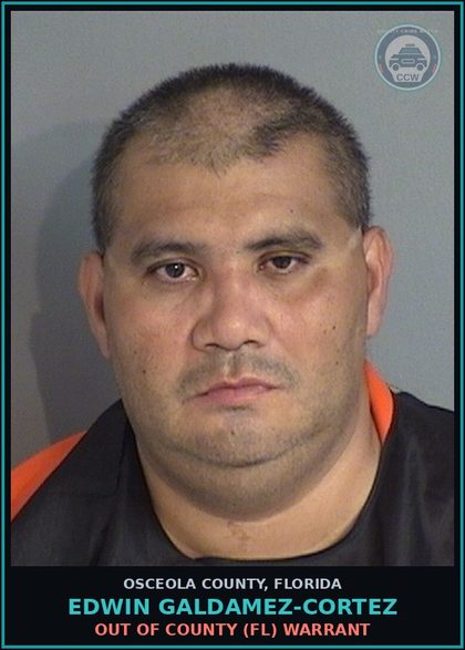 CCW arrest card for EDWIN GALDAMEZ-CORTEZ in Osceola County: OUT OF COUNTY (FL) WARRANT