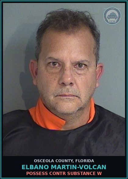 CCW arrest card for ELBANO MARTIN-VOLCAN in Osceola County: POSSESS contr substance W