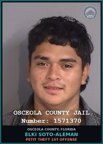 CCW arrest card for ELKI SOTO-ALEMAN in Osceola County: PETIT THEFT 1ST OFFENSE
