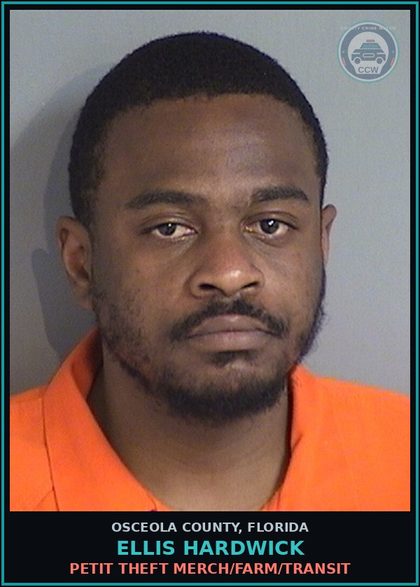 CCW arrest card for ELLIS HARDWICK in Osceola County: PETIT THEFT MERCH/FARM/TRANSIT
