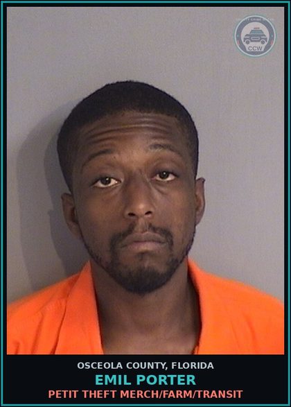 CCW arrest card for EMIL PORTER in Osceola County: POSSESS contr substance W