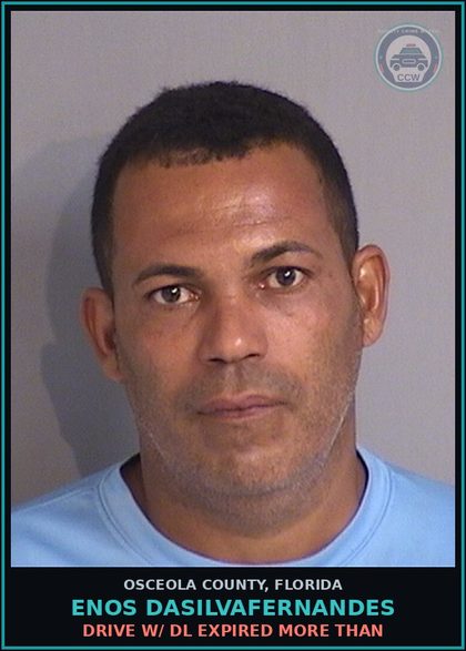 CCW arrest card for ENOS DASILVAFERNANDES in Osceola County: DRIVE W/ DL EXPIRED MORE THAN