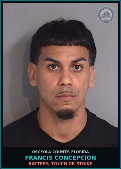 CCW arrest card for FRANCIS CONCEPCION in Osceola County: BATTERY; TOUCH OR STRIKE