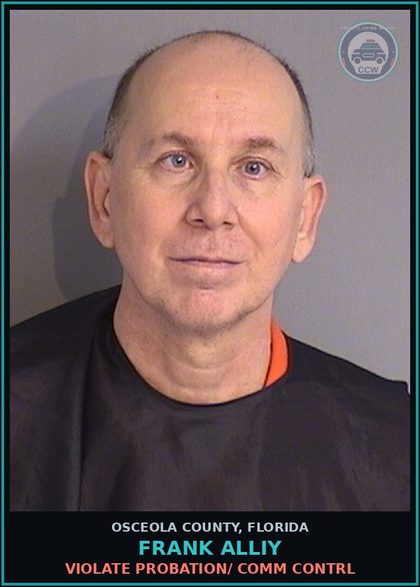 CCW arrest card for FRANK ALLIY in Osceola County: VIOLATE PROBATION/ COMM CONTRL